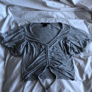 Grey drawstring crop top
